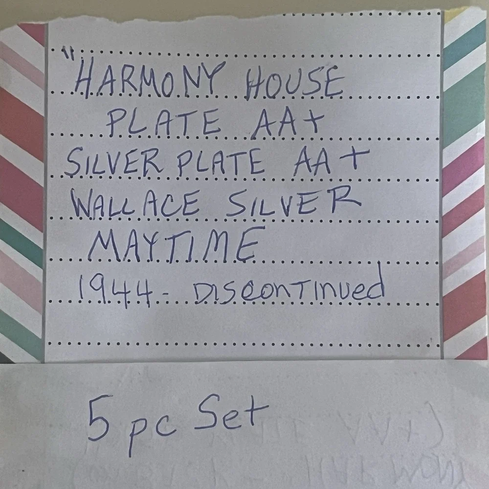Harmony House Plate AA+ Maytime Sears 1944 5 Pc Place Set Wallace Silver 003
